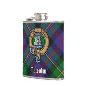 Flasques Clan Malcolm Crest over Tartan (Gauche)