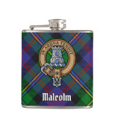 Flasques Clan Malcolm Crest over Tartan (Devant)