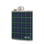 Flasques Clan Malcolm Tartan bleu foncé et Monogramme vert (Gauche)