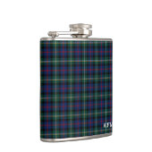 Flasques Clan Malcolm Tartan bleu foncé et Monogramme vert (Droite)