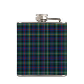 Flasques Clan Malcolm Tartan bleu foncé et Monogramme vert (Dos)