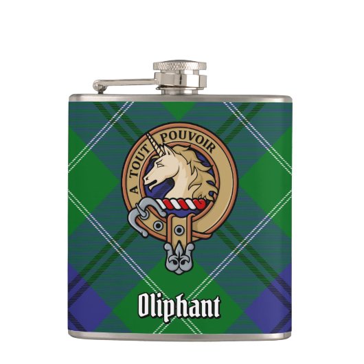 Flasques Clan Oliphant Crest sur Tartan (Devant)