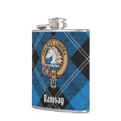 Flasques Clan Ramsay Crest sur Blue Hunter Tartan (Gauche)