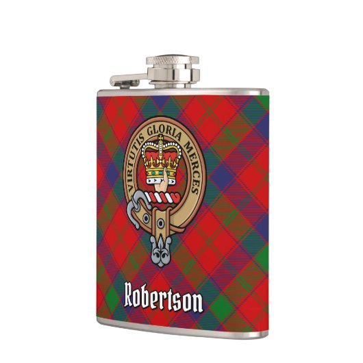 Flasques Clan Robertson Crest sur Tartan (Gauche)