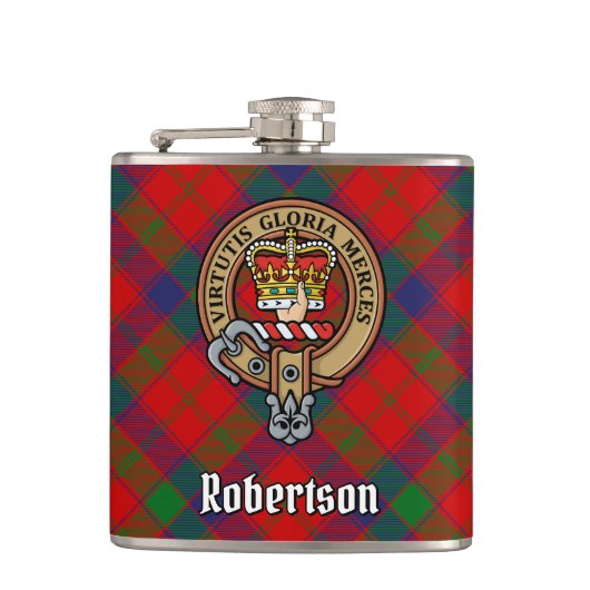Flasques Clan Robertson Crest sur Tartan (Devant)