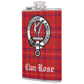 Flasques Clan Rose Crest Badge et Tartan (Gauche)