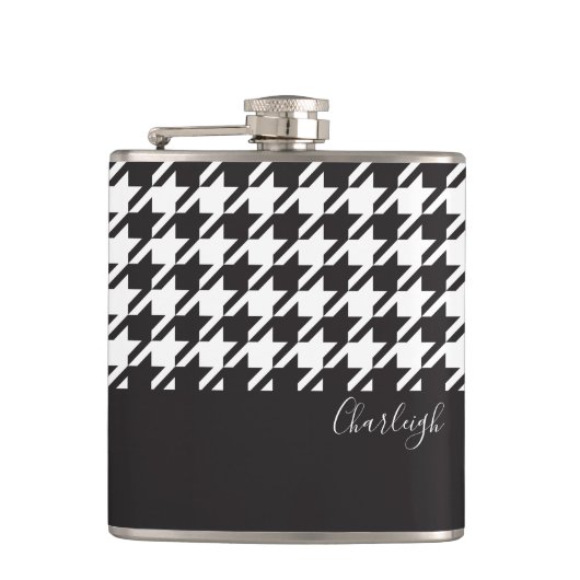 Flasques Classic moderne noir et blanc Houndstooth (Devant)