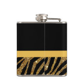 Flasques Classy Gold Zebra Print FAUX Glitz Bow avec nom (Dos)