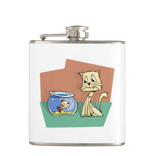 Flasques Clipart de chat et de poisson (Devant)