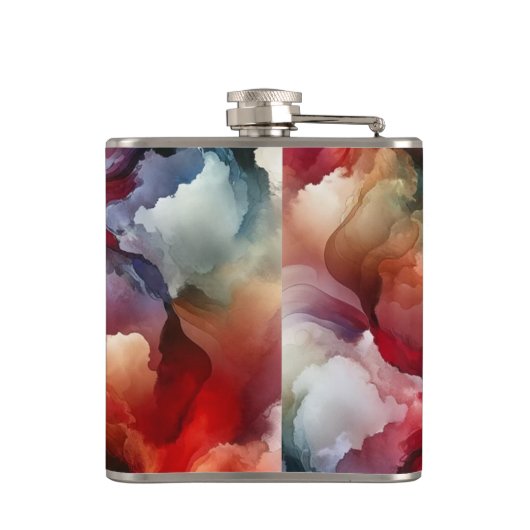 Flasques Cloud d'aquarelle Abstraite de Garnet Red Smokey (Dos)