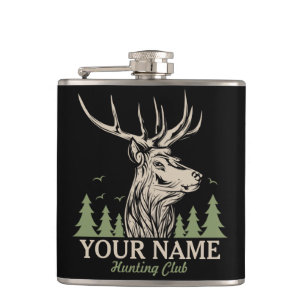Flasques Club de chasse personnalisé Hunter Deer Elk Antler
