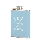 Flasques Club de golf bleu clair et blanc Monogramme (Gauche)