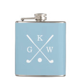Flasques Club de golf bleu clair et blanc Monogramme (Devant)