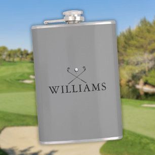 Flasques Clubs de golf personnalisés gris avec nom
