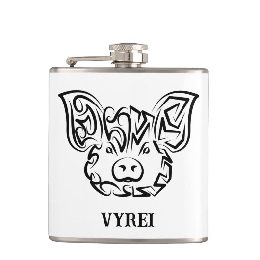 Flasques Cochon tribal noir et blanc (Devant)