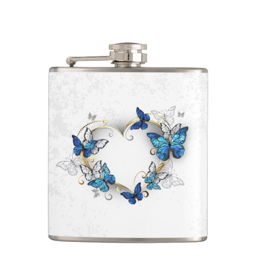 Flasques Coeur bijoux avec papillons Morpho (Devant)