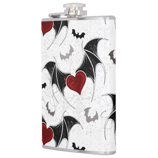 Flasques Coeur d'Halloween avec ailes de chauve-souris noir (Gauche)