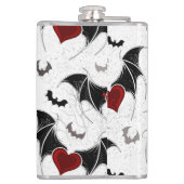 Flasques Coeur d'Halloween avec ailes de chauve-souris noir (Dos)