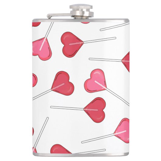 Flasques Coeur rouge mignon Valentine | Motif Lollipop (Devant)