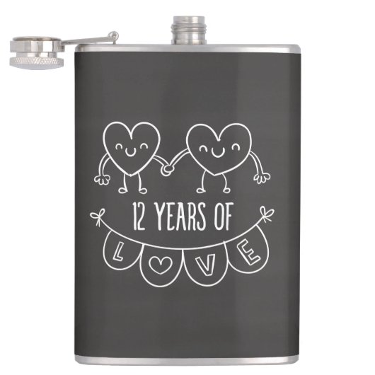 Flasques Coeurs de calèche-cadeaux du 12e anniversaire (Ouvert)