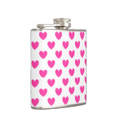 Flasques Coeurs de polka rose Fuchsia sur blanc (Droite)
