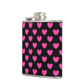 Flasques Coeurs de polka rose Fuchsia sur noir (Gauche)