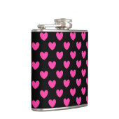 Flasques Coeurs de polka rose Fuchsia sur noir (Droite)