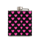 Flasques Coeurs de polka rose Fuchsia sur noir (Dos)