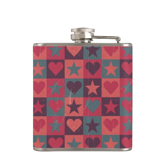 Flasques Coeurs et rose de profil sous convention (Dos)