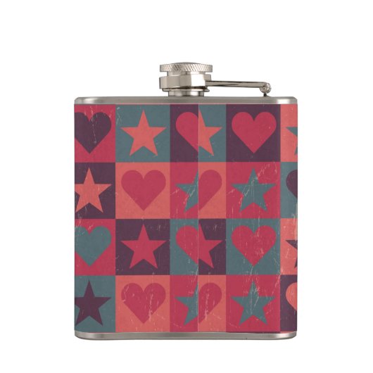 Flasques Coeurs et rose de profil sous convention (Dos)