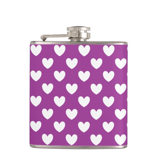 Flasques Coeurs polka blanc sur violet (Devant)