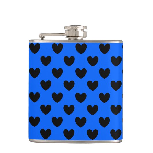 Flasques Coeurs polka noirs sur bleu (Devant)