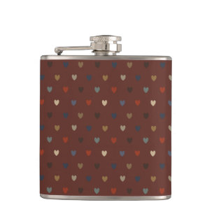 Flasques Coeurs Polka sur kilim brown