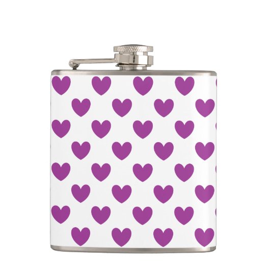 Flasques Coeurs polka violet sur blanc (Devant)