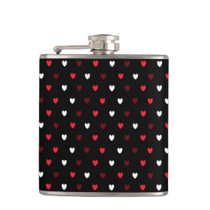 Flasques Coeurs rouge et blanc sur noir