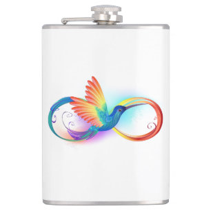 Flasques Colibri arc-en-ciel avec symbole Infinity