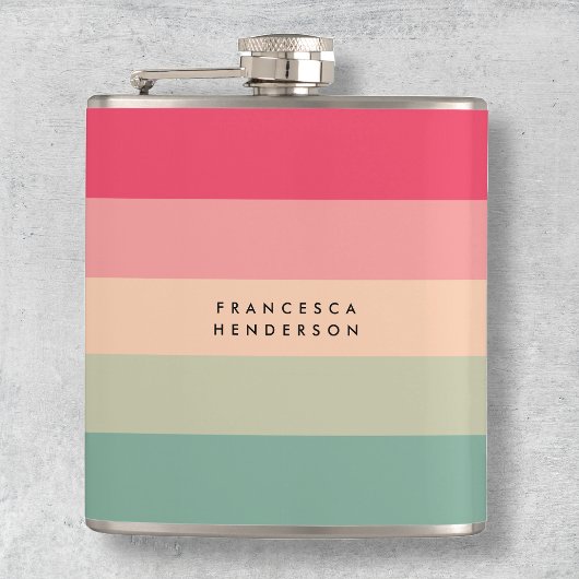 Flasques Colorblock Horizontale Bande rose et vert