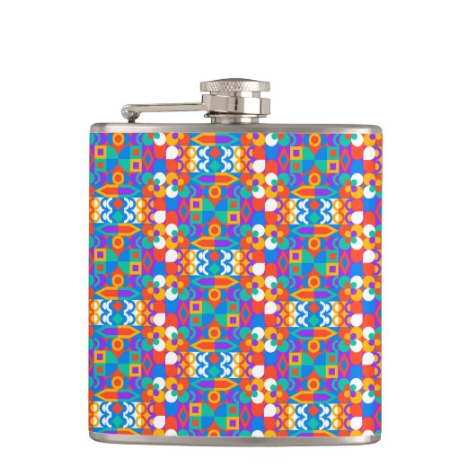 Flasques Colorful flask with a vibrant geometric pattern (Devant)
