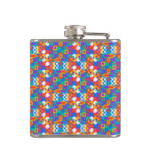 Flasques Colorful flask with a vibrant geometric pattern (Dos)