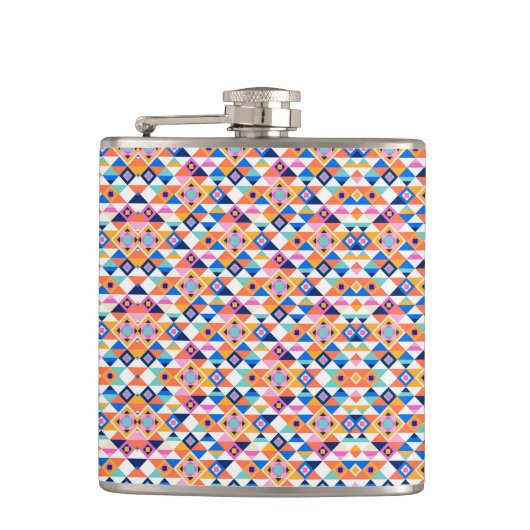 Flasques Colorful flask with geometric pattern in blues (Devant)
