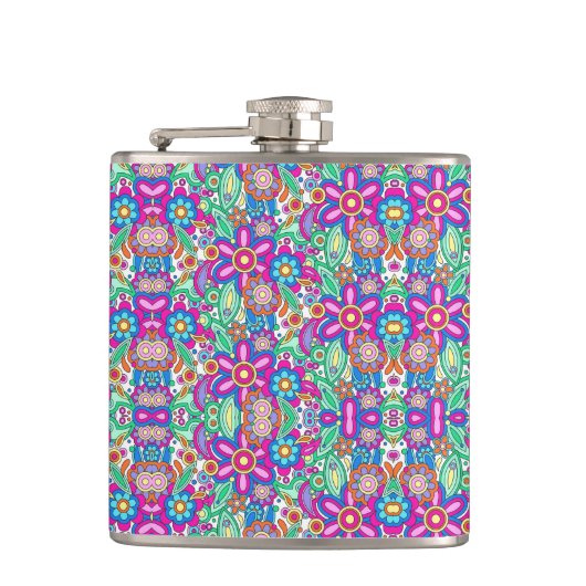 Flasques Colorful flask with vibrant geometric and floral  (Devant)