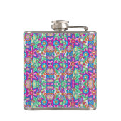 Flasques Colorful flask with vibrant geometric and floral  (Dos)