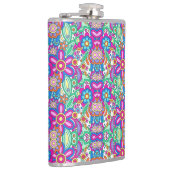 Flasques Colorful flask with vibrant, symmetrical floral  (Droite)
