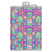 Flasques Colorful flask with vibrant, symmetrical floral  (Dos)