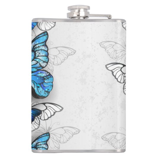 Flasques Composition des papillons blancs et bleus (Dos)