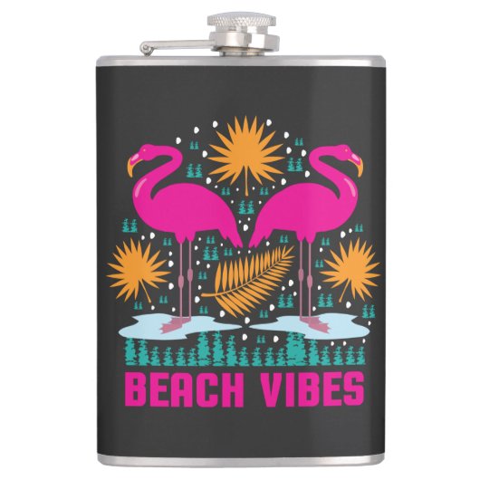 Flasques Conception de flamants roses de vibes de plage (Devant)