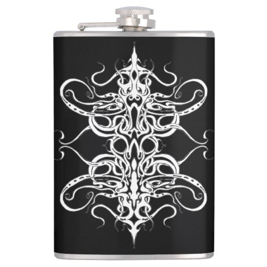 Flasques Conception de tatouage tribal abstrait noir et bla (Devant)