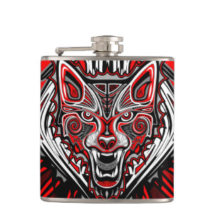 Flasques Conception de totem tribal Haida de loup