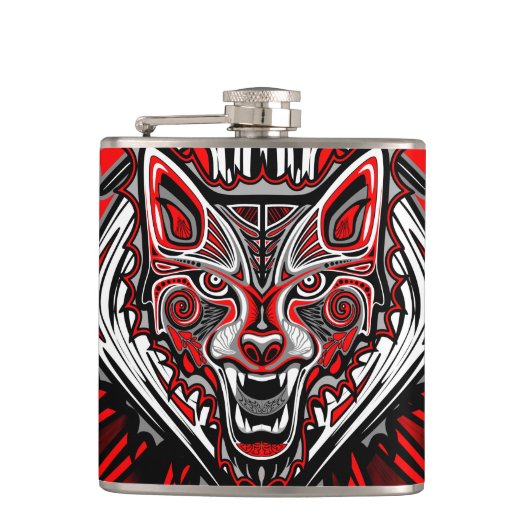Flasques Conception de totem tribal Haida de loup (Devant)
