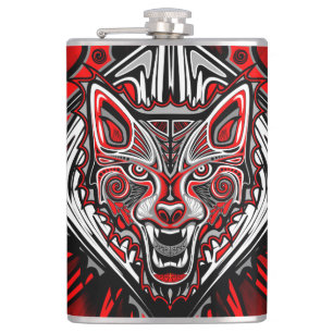 Flasques Conception de totem tribal Haida Loup